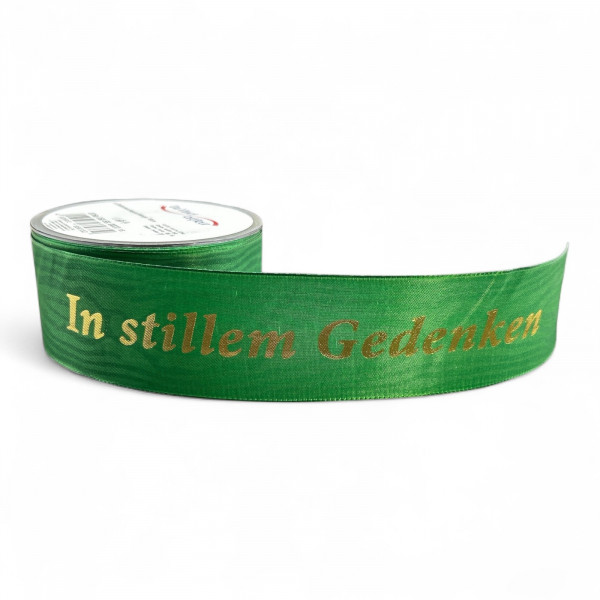 Moire-Trauerband mit Goldschrift "In Stillen Gedenken"