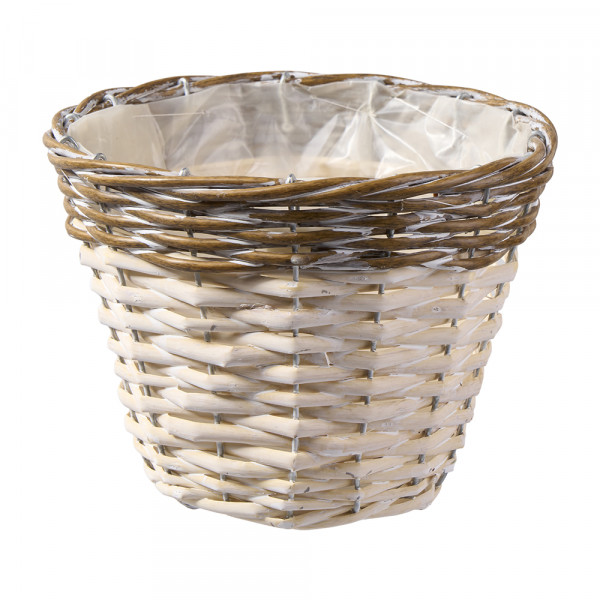 Vorbestellung: (047) Korb/Topf,Rattan/Weide,rund,white washed