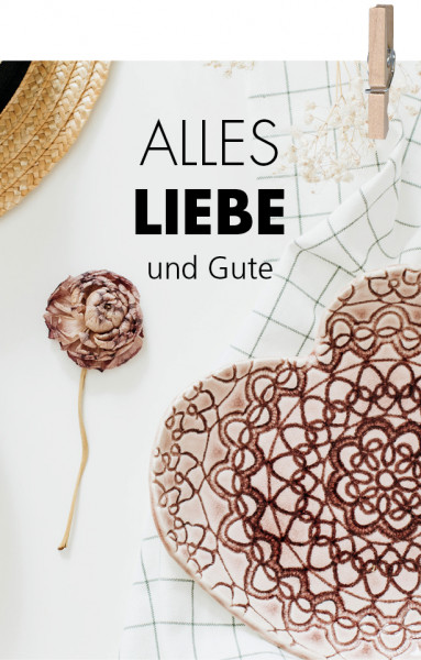 Karte MINI &quot;coral&quot; - &quot;Alles Liebe und Gute&quot; m. Klammer