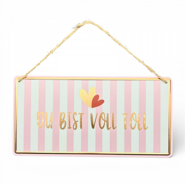 Metall Schild mit Jutefaden