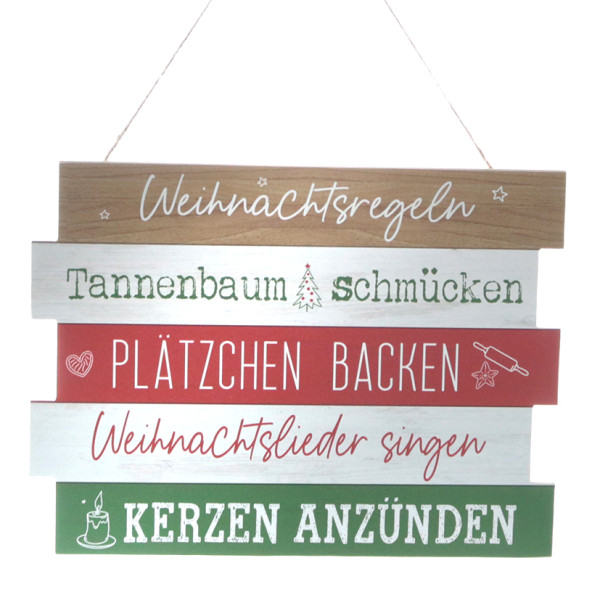 Holz-Schild "Weihnachtsregeln"