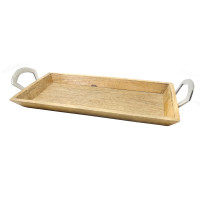 Holz-Tablett mit Alugriffen Holz-Tablett mit Alugriffen