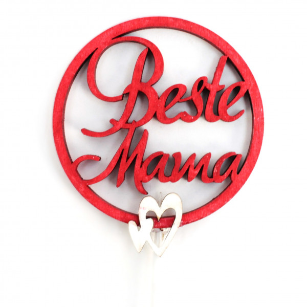 Holz-Stecker "Beste Mama" 2 farbig