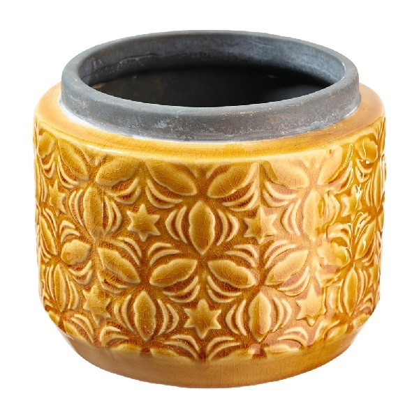 Keramikübertopf mit grauem Rand