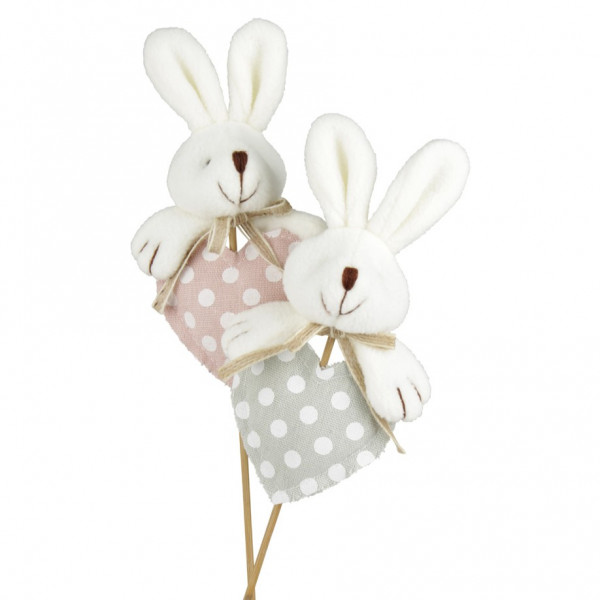 Stoff-Hase mit Herz am Pick 2fach