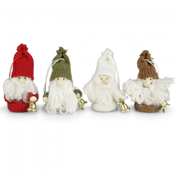 Polyester-4 Wichtel mit Glocke am Hänger 4fach