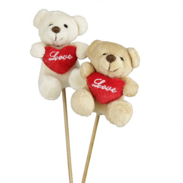 Stoff-Bär "Love" mit Herz am Pick 2fach