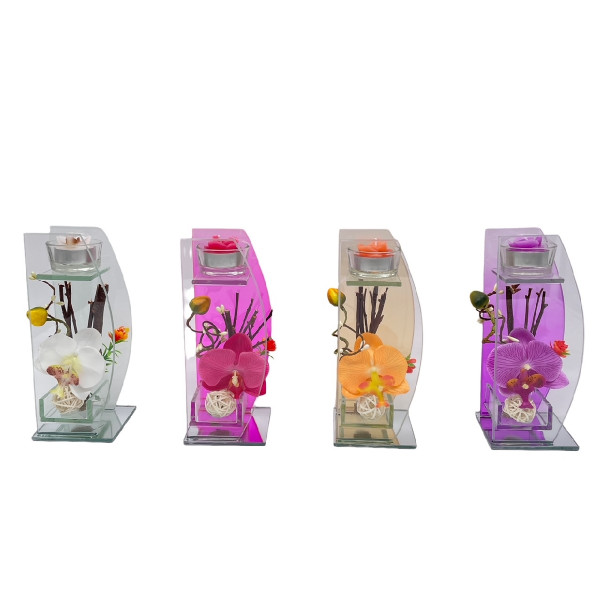 Glas f.Teelicht Orchideen-Deko