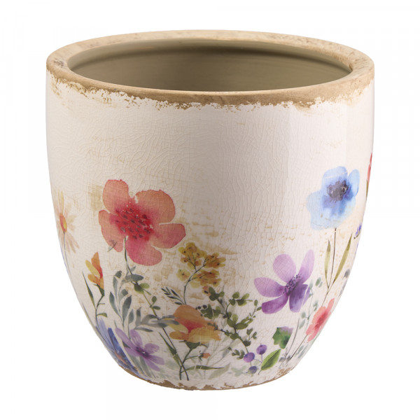 Vorbestellung: (259) Keramiktopf "Blumen" -D15cm