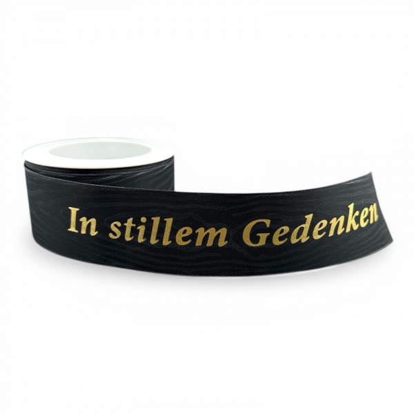 Moire-Trauerband mit Goldschrift "In Stillen Gedenken"