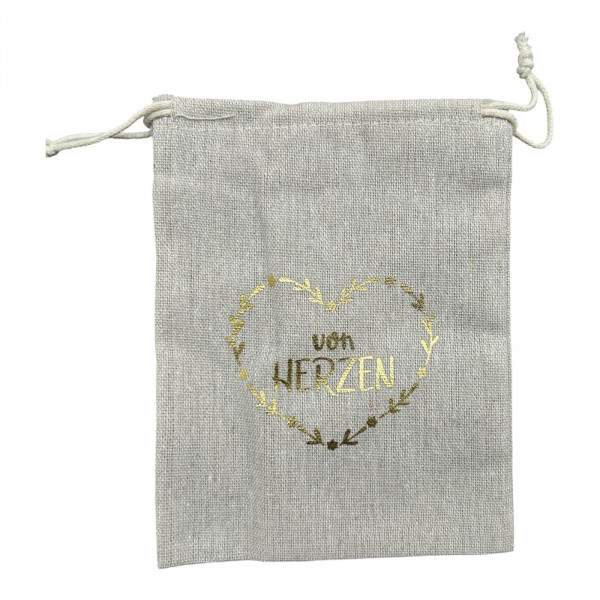 Leinen-Geschenksbeutel "von Herzen"