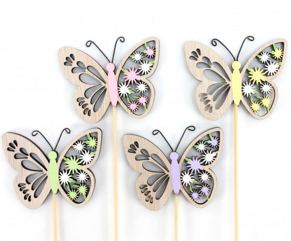 Holz-Schmetterling "Tussa" Stecker 4färbig
