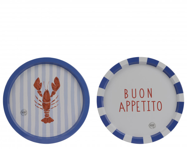 Metall-Teller "Buon Appetito" 2f. Sort.