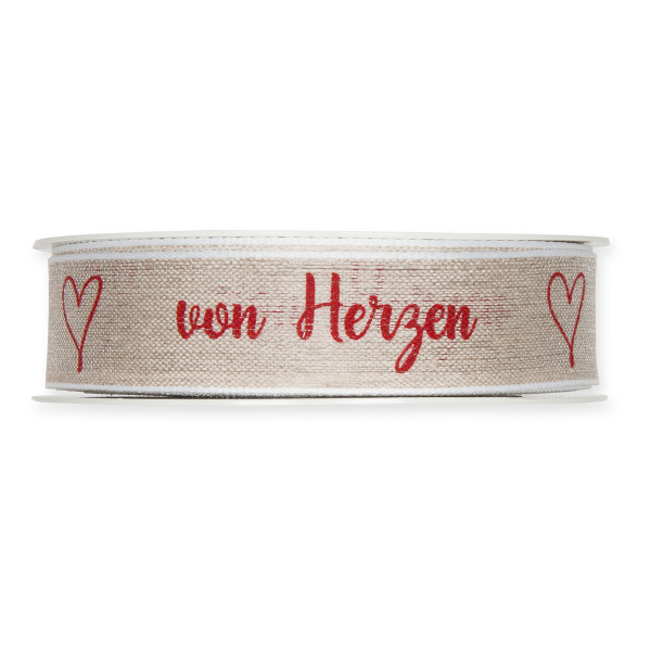 Leinen-Druckband "von Herzen"