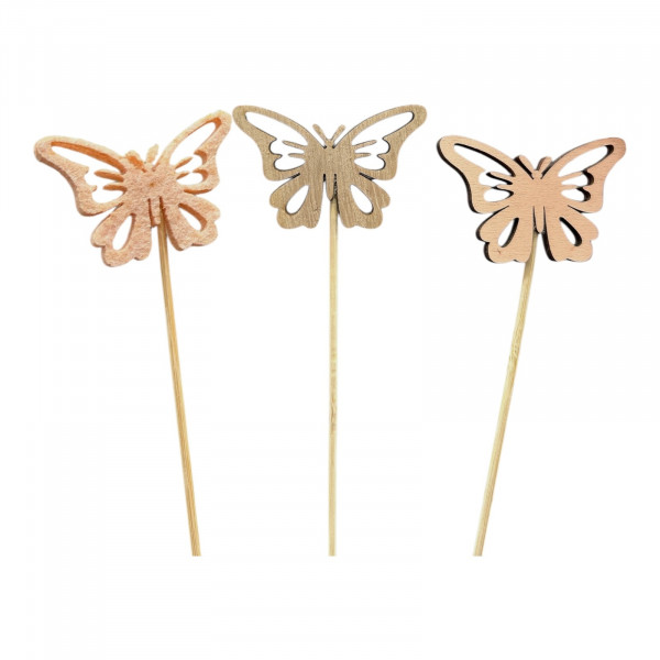 Holz-Schmetterling Almera Stecker 3f sort.