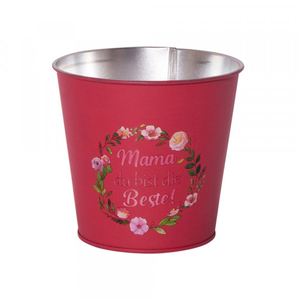 Metall-Topf "Mama du bist...", rund