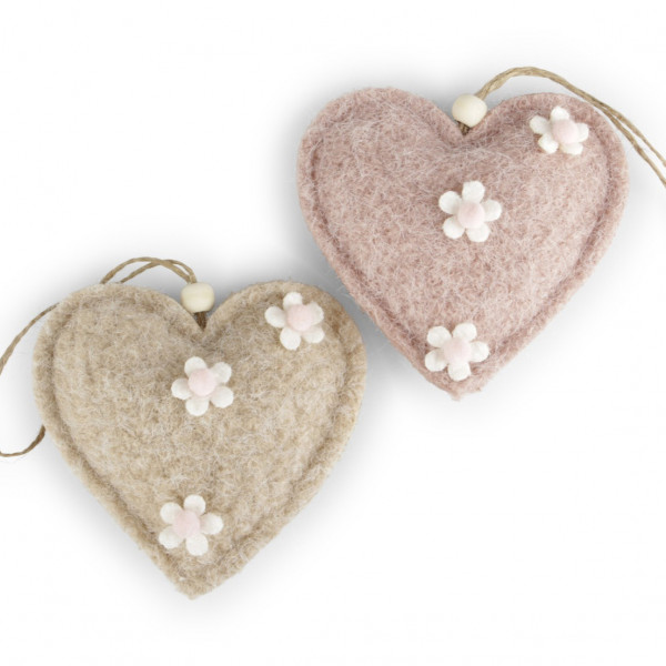 Filz-Herz am Hänger 2fach