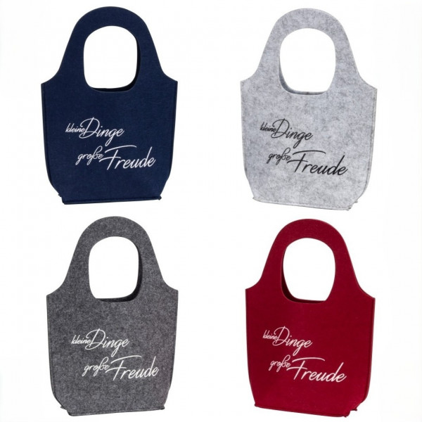 Filz-Tasche mit Druck "kleine Dinge, große Freude" 4f sort.