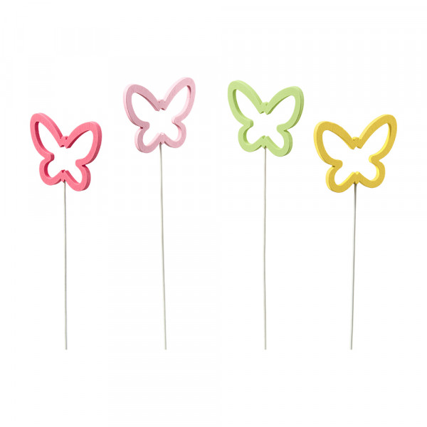 Holz Schmetterling-Stecker 4f sort.