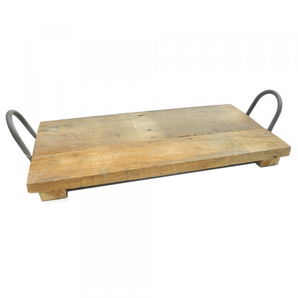 Holz-Tablett mit Metallgriff