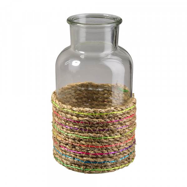 Flasche mit Juteband umwickelt