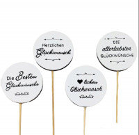 Holz-Glückwünsche Stecker 4f sort. Holz-Glückwünsche Stecker 4f sort.