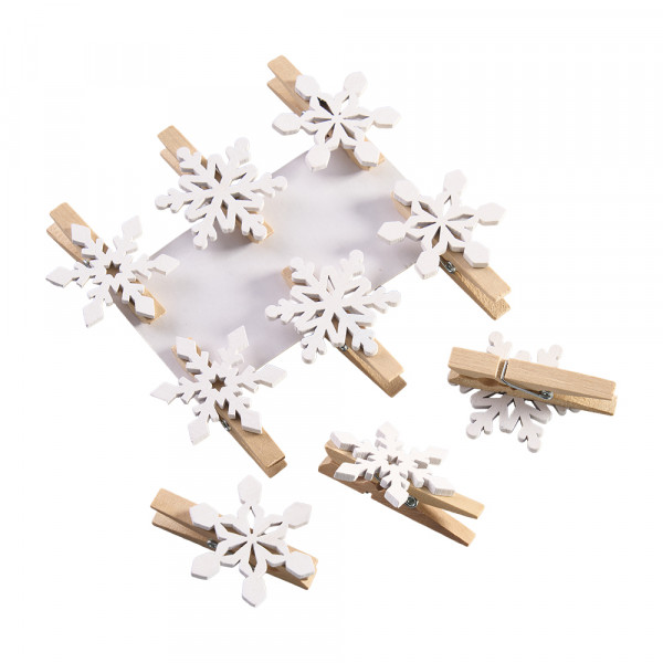 Vorbestellung: (133) Schneeflocke,Holz,auf Clip