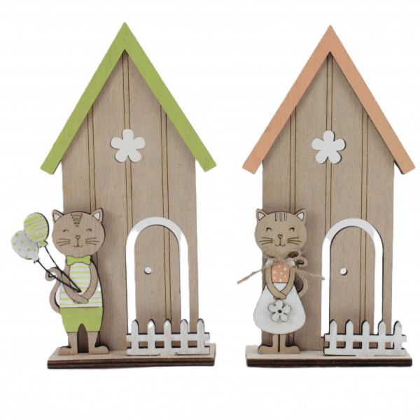 Holz-Häuser m. Katzen Luca u. Luci