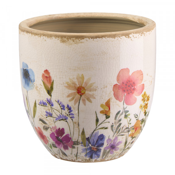 Vorbestellung: (258) Keramiktopf "Blumen" -D13,5cm