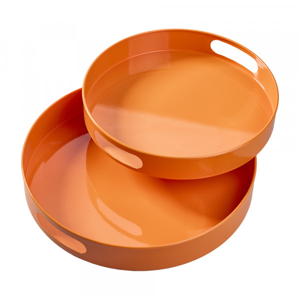 Vorbestellung: (159) Tablett,Metall,rund,2Griffmulden,S/2