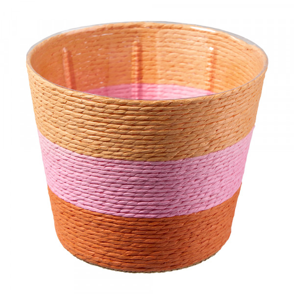 Vorbestellung: (144) Plastik-Topf mit Jute umwickelt