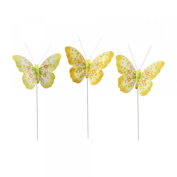 Vorbestellung: (140) Feder Schmettterling 3f sort.