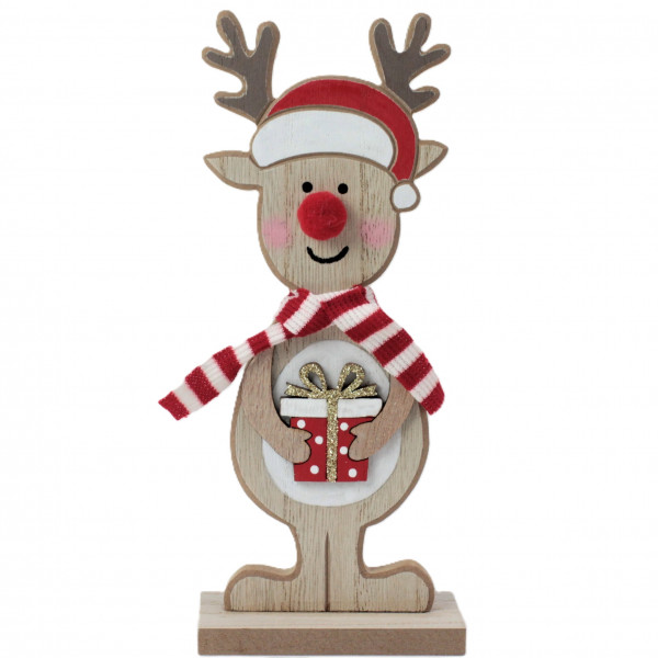 Holz-Elchlein mit Geschenk am Stand