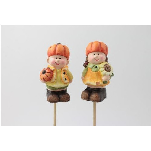 Keramik-Kürbiskinder Stecker 2f sort.