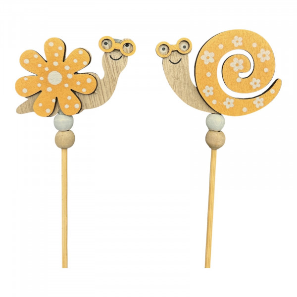 Holz-Schnecke Brillchen Stecker 2f sort.