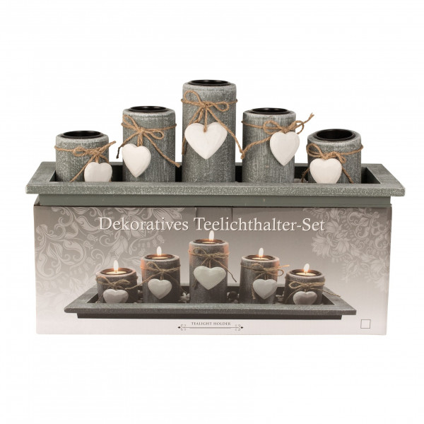 Keramik-Teelichthalter-Set a 5 mit Platte