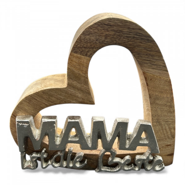 Holzherz mit Schriftzug "Mama"