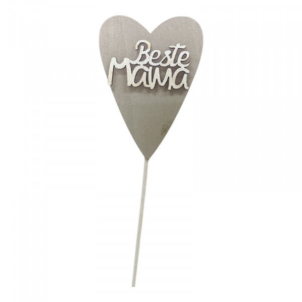 Holz-Herz &quot;Beste Mama&quot; Stecker