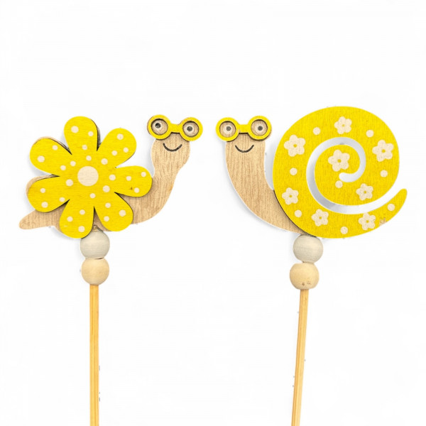 Holz-Schnecke m Brillchen Stecker 2f sort.