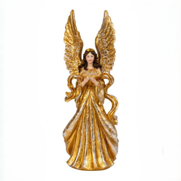 (ab 15.9. erhältlich) Poly-Engel mit Buch in der Hand &amp; in goldener Kleidung