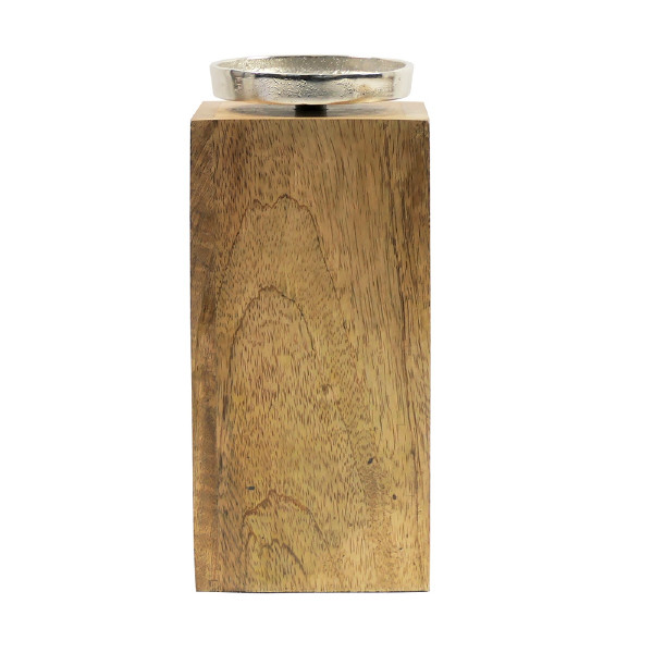 Alu-Kerzenhalter auf Holzfuss (Teelicht)