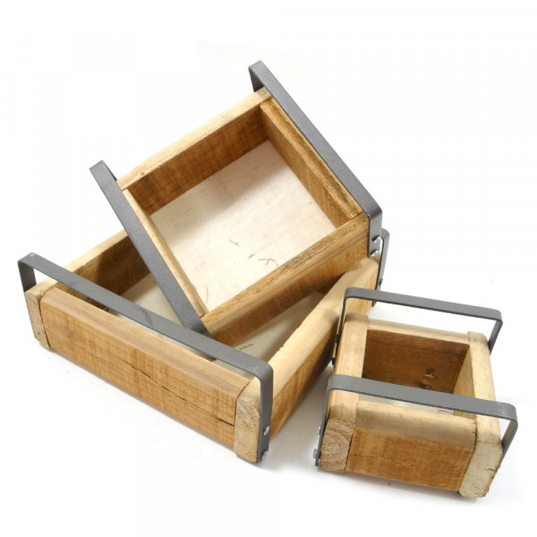 Tablett Holz quadratisch Set/3