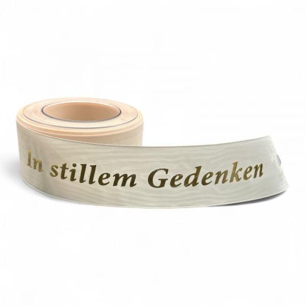 Moire-Trauerband mit Goldschrift &quot;In Stillen Gedenken&quot;