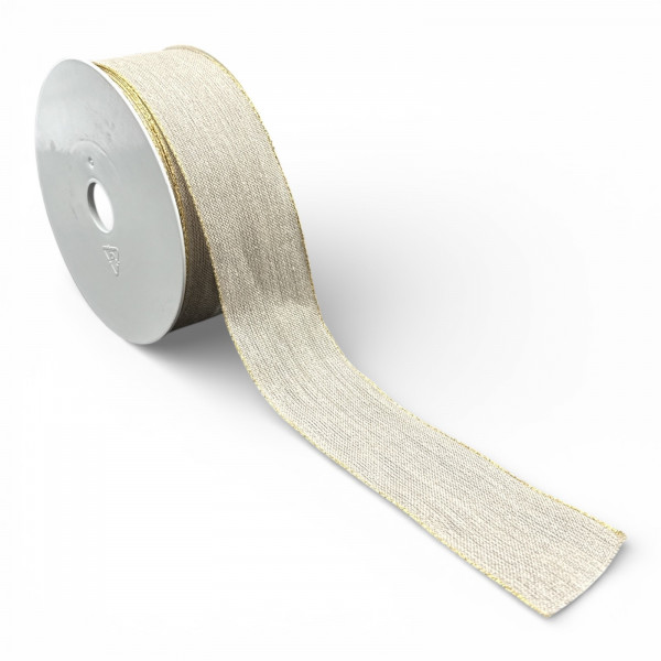 Leinenband mit Lurex Drahtkante