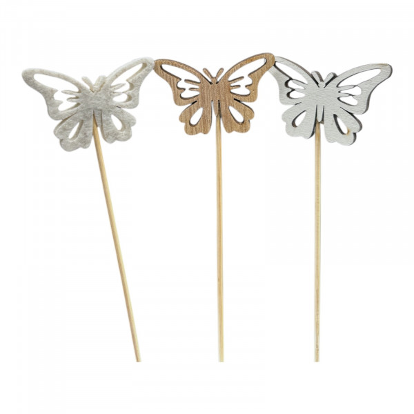 Holz-Schmetterling Almera Stecker 3f sort.
