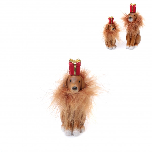 Poly-Hund m. Hut/Federn