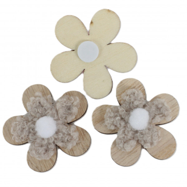 Holz/Stoff-Blüte Fussel Streu mit Klebepunkt
