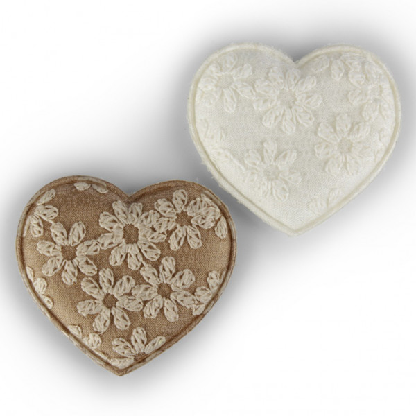 Stoff-Herz mit Blumenverzierung zum Streuen 2fach