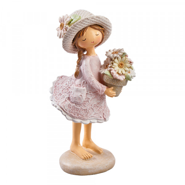 Poly-Figur Mädchen mit Blume