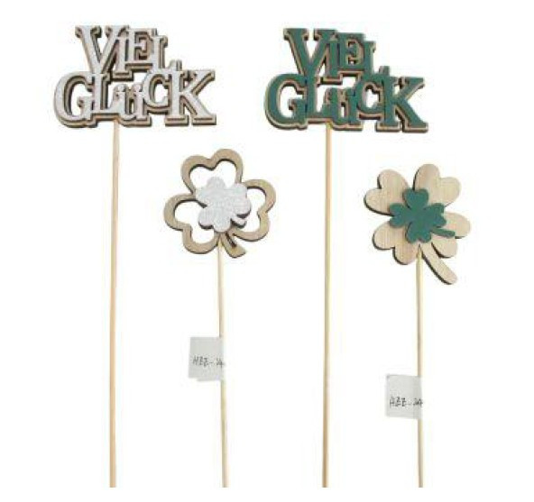 Holzstecker Viel Glück 4f sort.